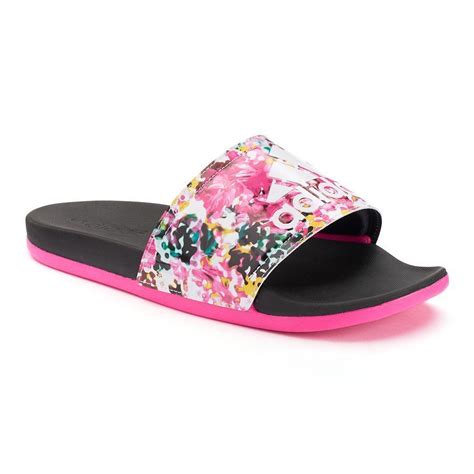 floral adidas sandals.